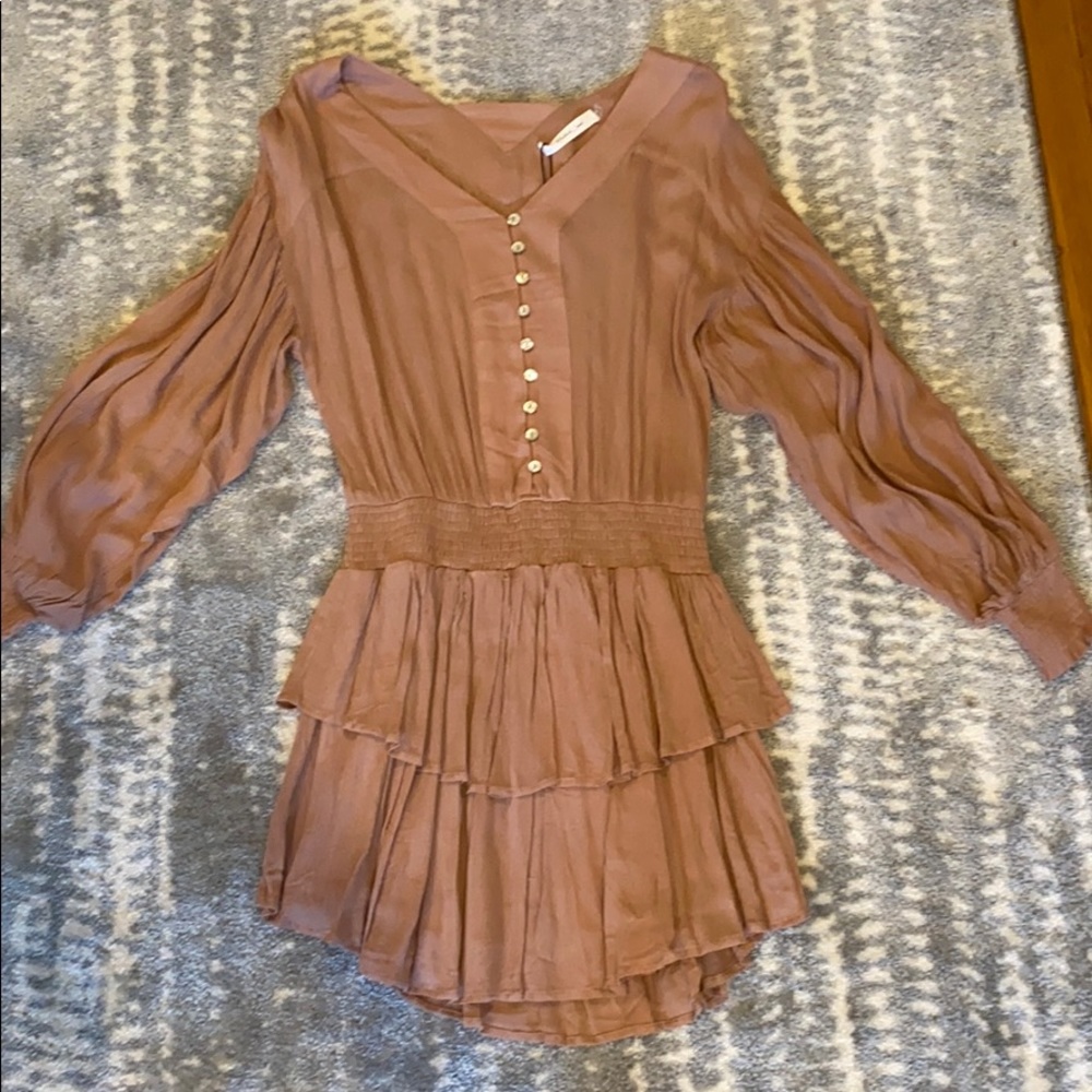 Adorable long sleeve peach dress
